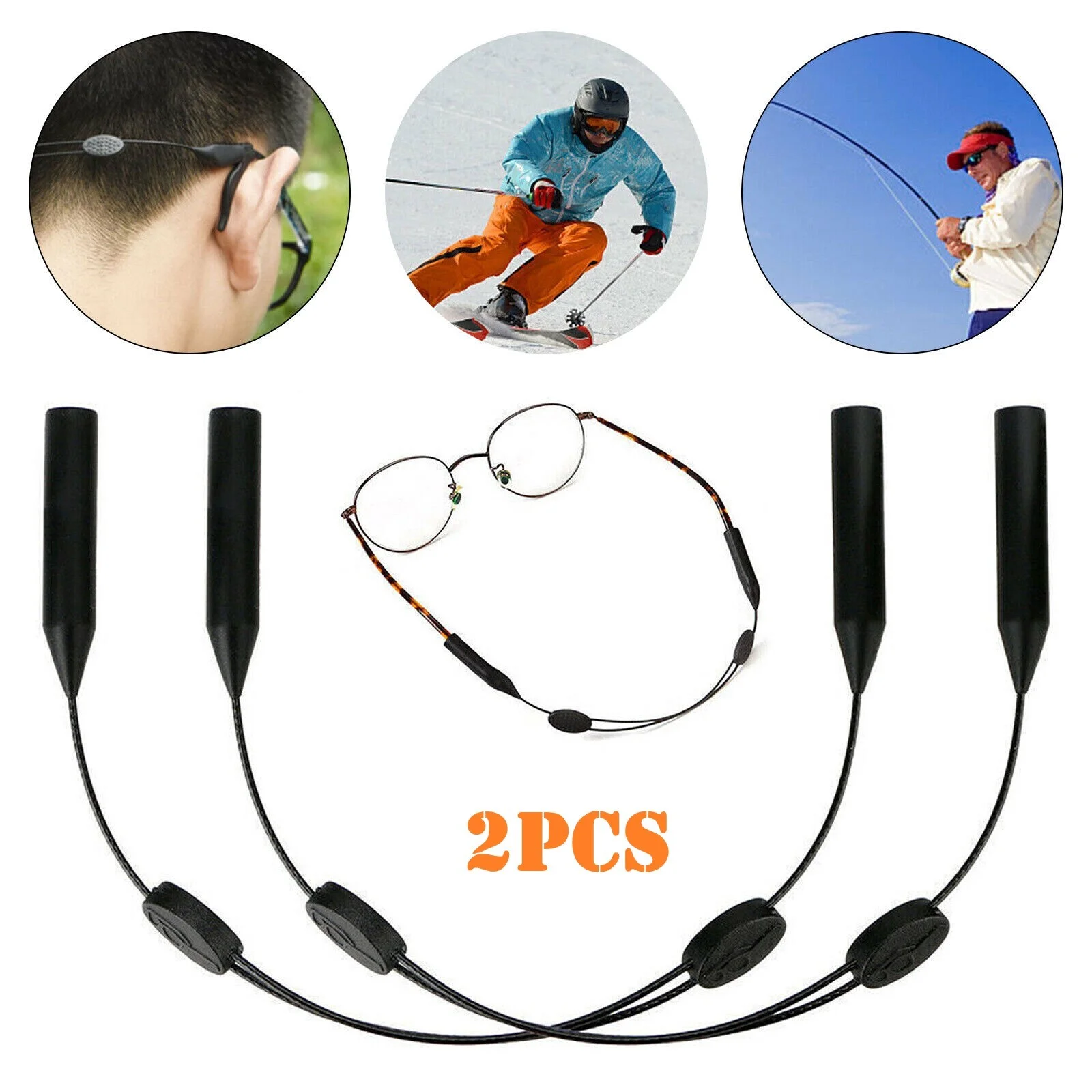 2x Adjustable Eyeglasses Neck Strap Sunglasses Holder Cord Sport Glasses String
